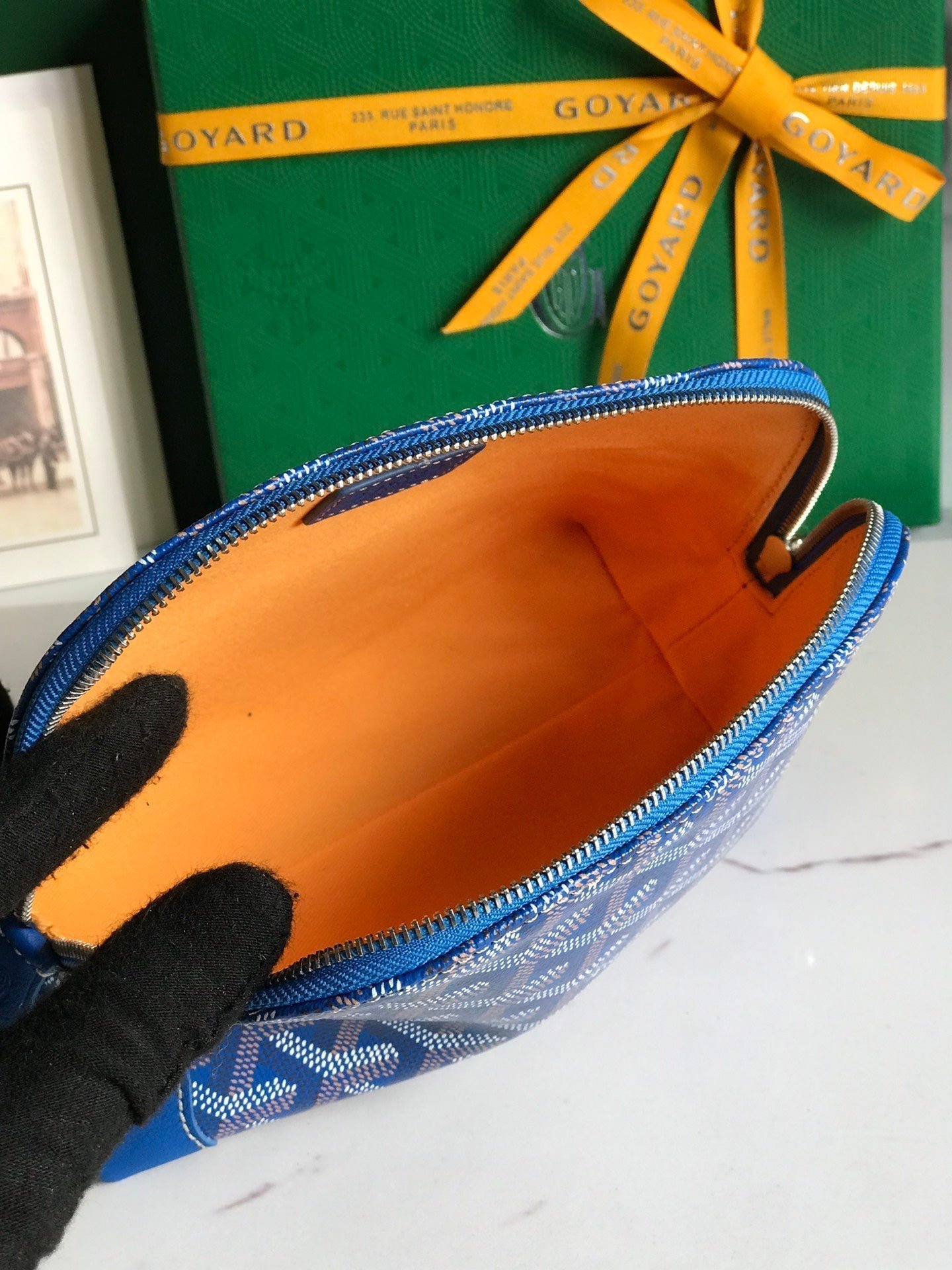VENDÔME COSMETIC POUCH 17 IN SAPPHIRE BLUE GOYARDINE CANVAS AND CALFSKIN TRIM - Image 2