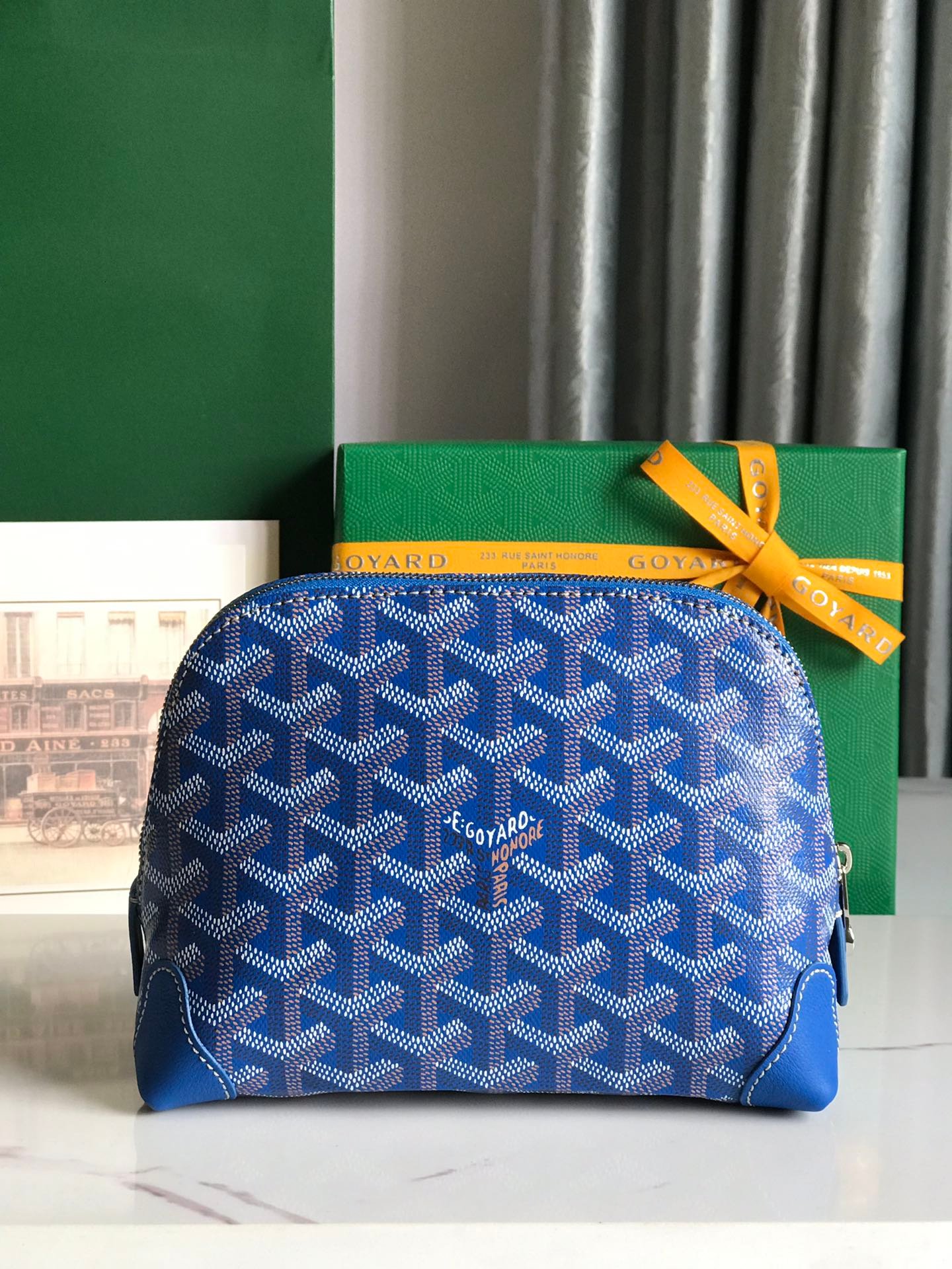 VENDÔME COSMETIC POUCH 17 IN SAPPHIRE BLUE GOYARDINE CANVAS AND CALFSKIN TRIM - Image 3