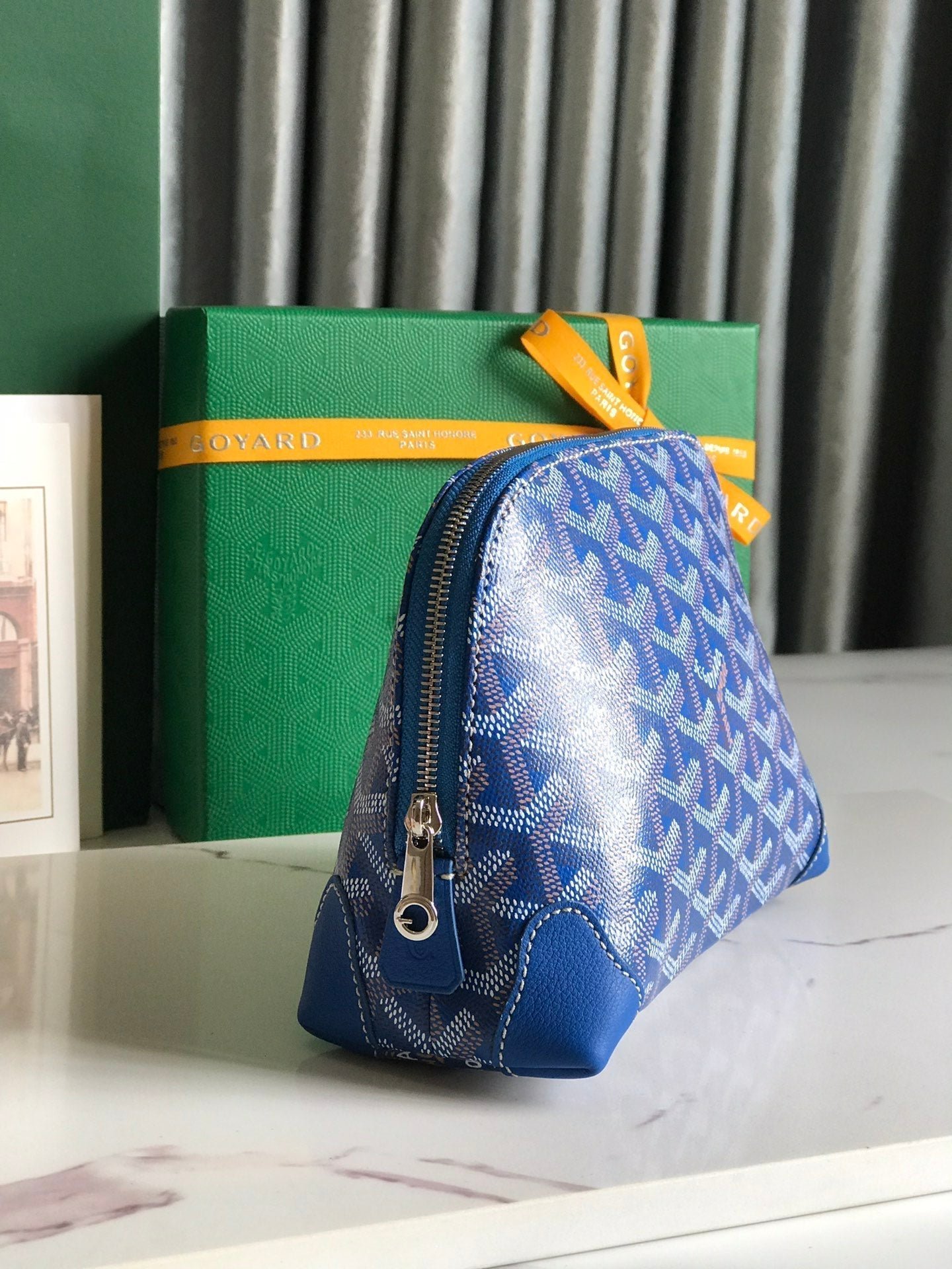 VENDÔME COSMETIC POUCH 17 IN SAPPHIRE BLUE GOYARDINE CANVAS AND CALFSKIN TRIM - Image 8