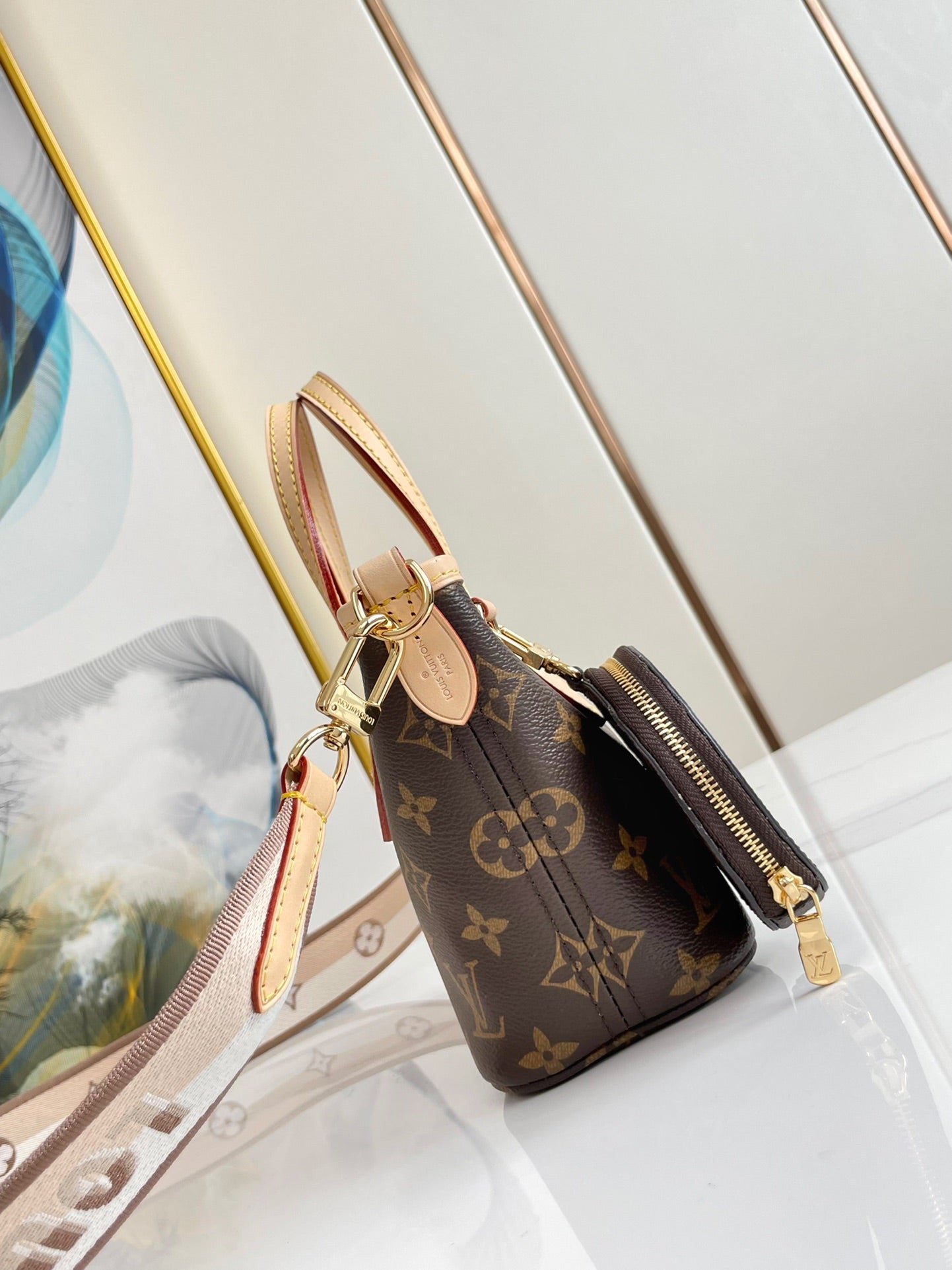 NEVERFULL BB 24 BROWN MONOGRAM CANVAS AND LEATHER TRIM GOLD HARDWARE - Image 8