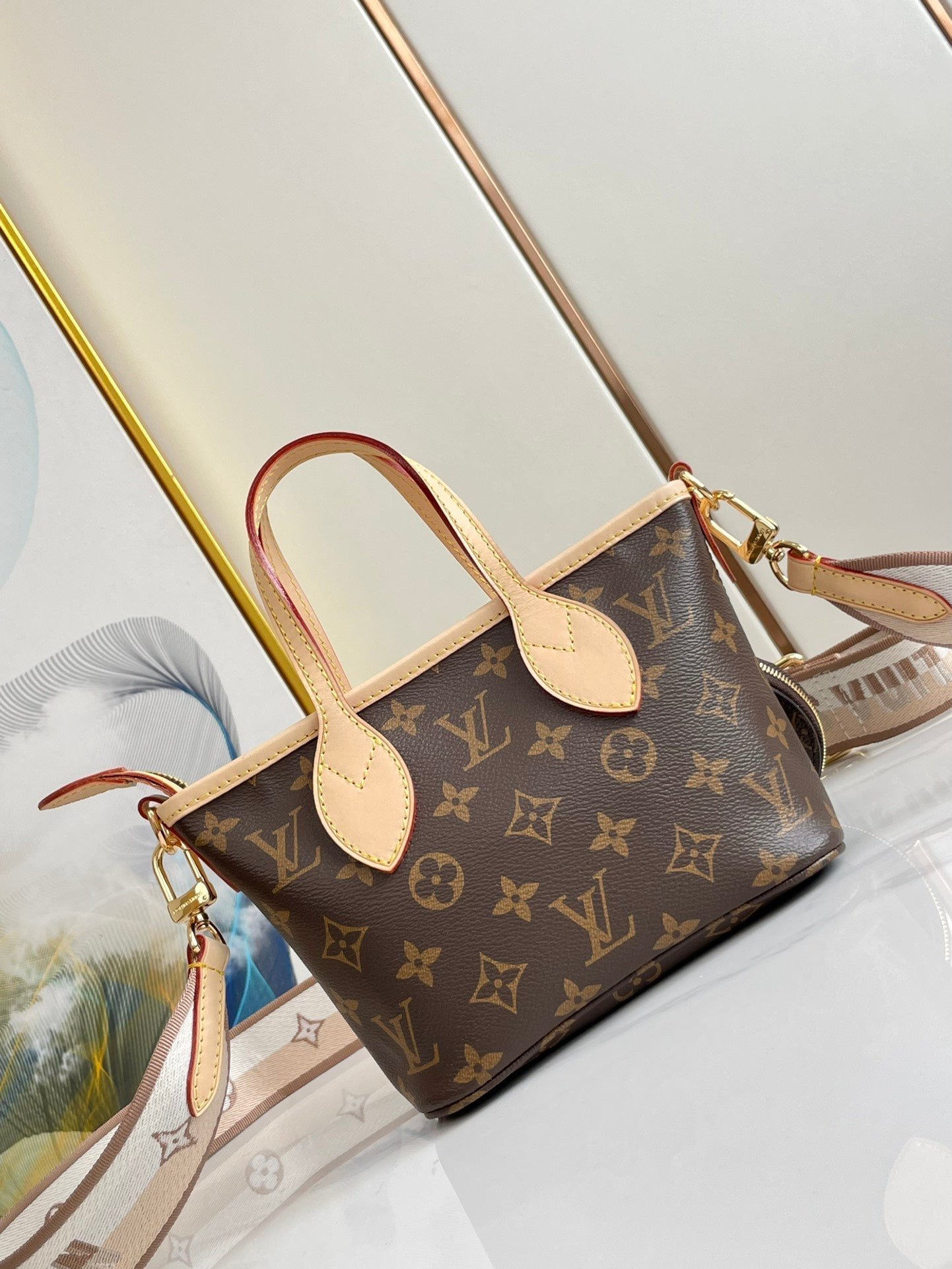 NEVERFULL BB 24 BROWN MONOGRAM CANVAS AND LEATHER TRIM GOLD HARDWARE - Image 9