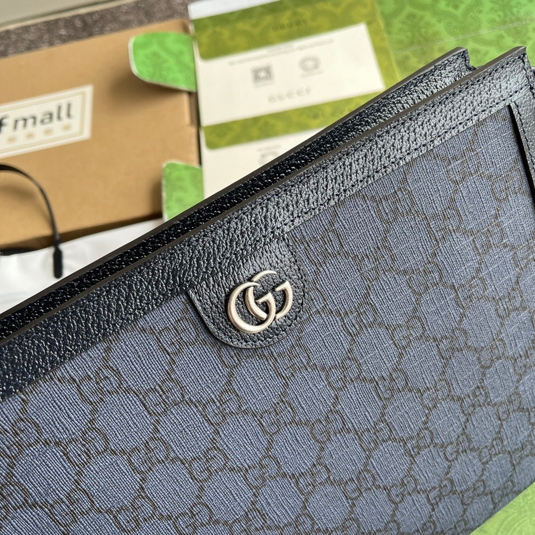 OPHIDIA POUCH 26 IN DARK BLUE MONOGRAM CANVAS AND BLACK LAMBSKIN TRIM - Image 9