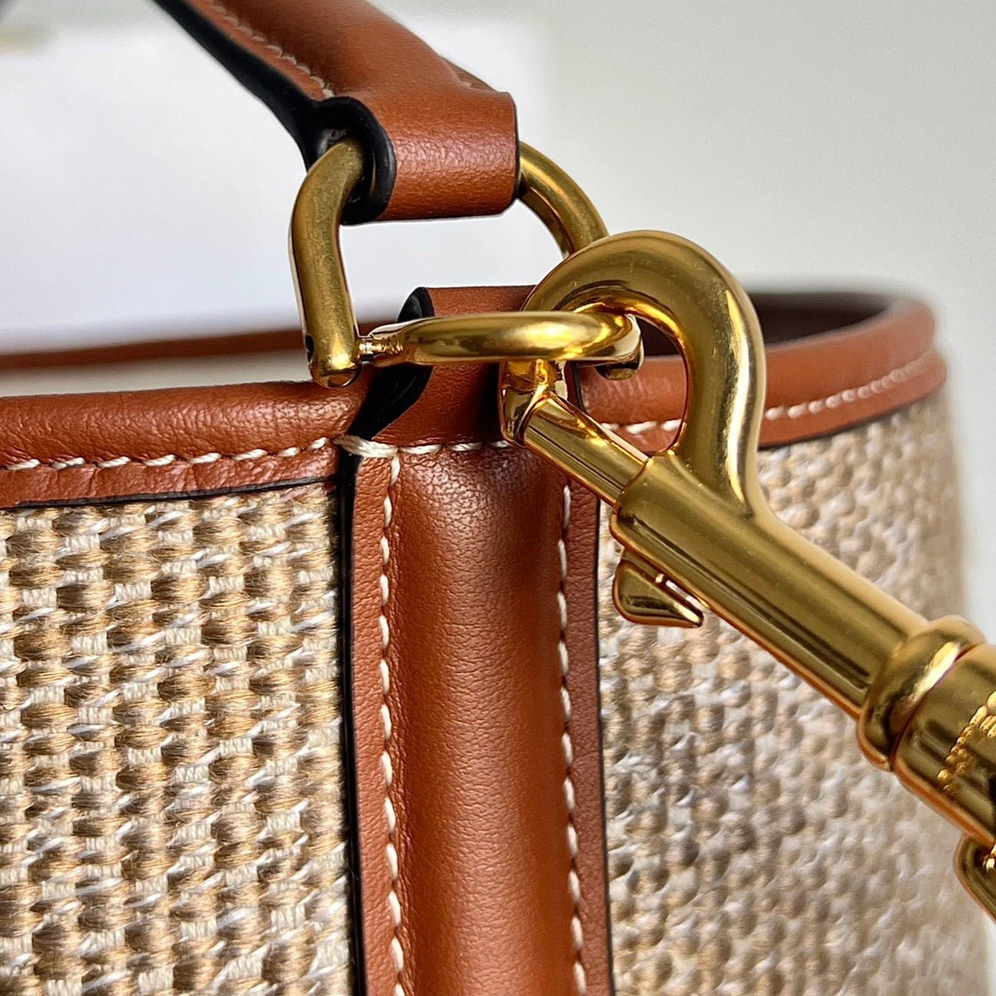 WOOL BUCKET BAG 24 BEIGE CREAM ORIGINAL CALFSKIN - Image 7