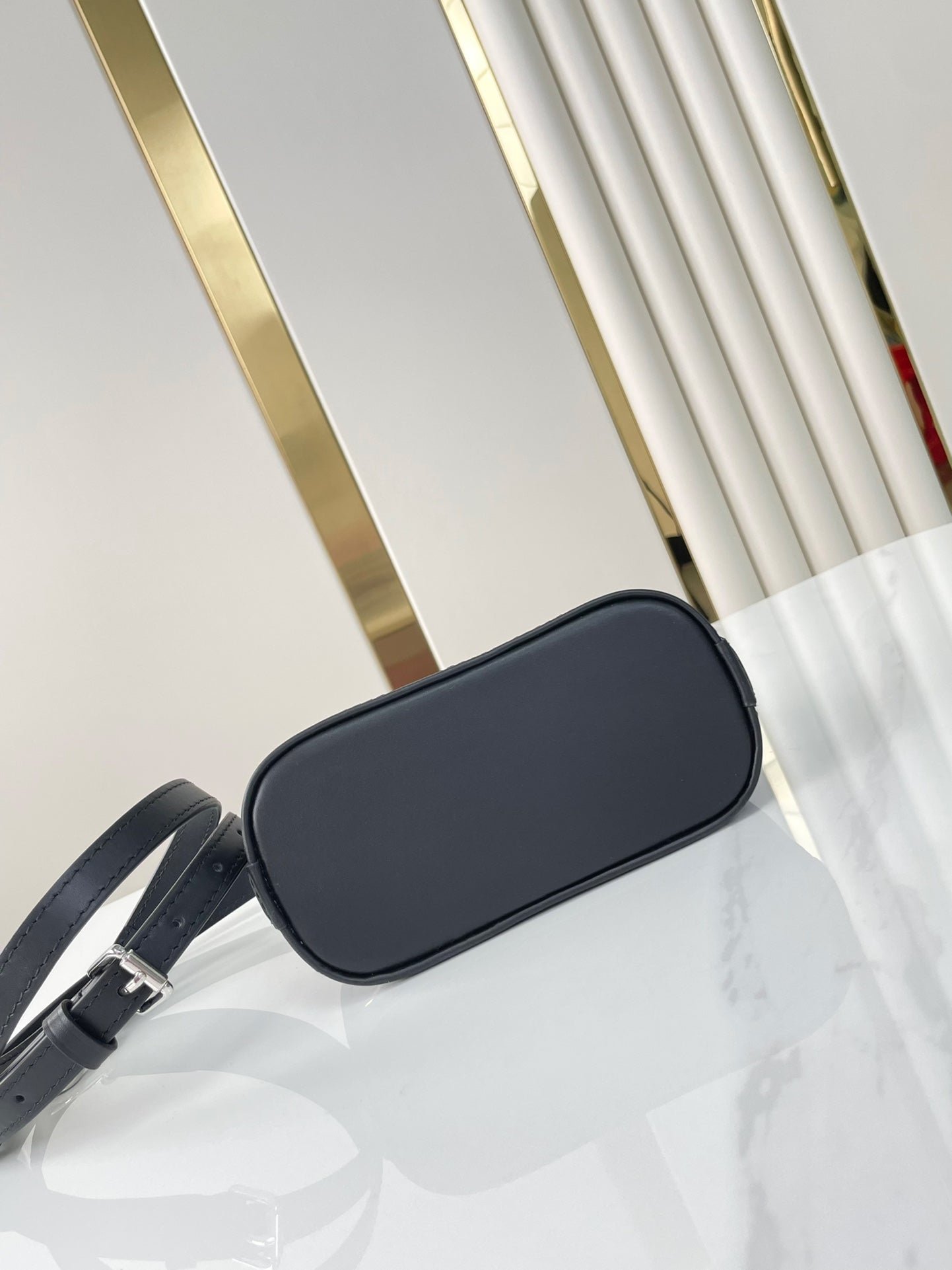 NANO ALMA 18 IN BLACK QUILTED LAMBSKIN GOLD AND SILVER HARDWARE - Image 3