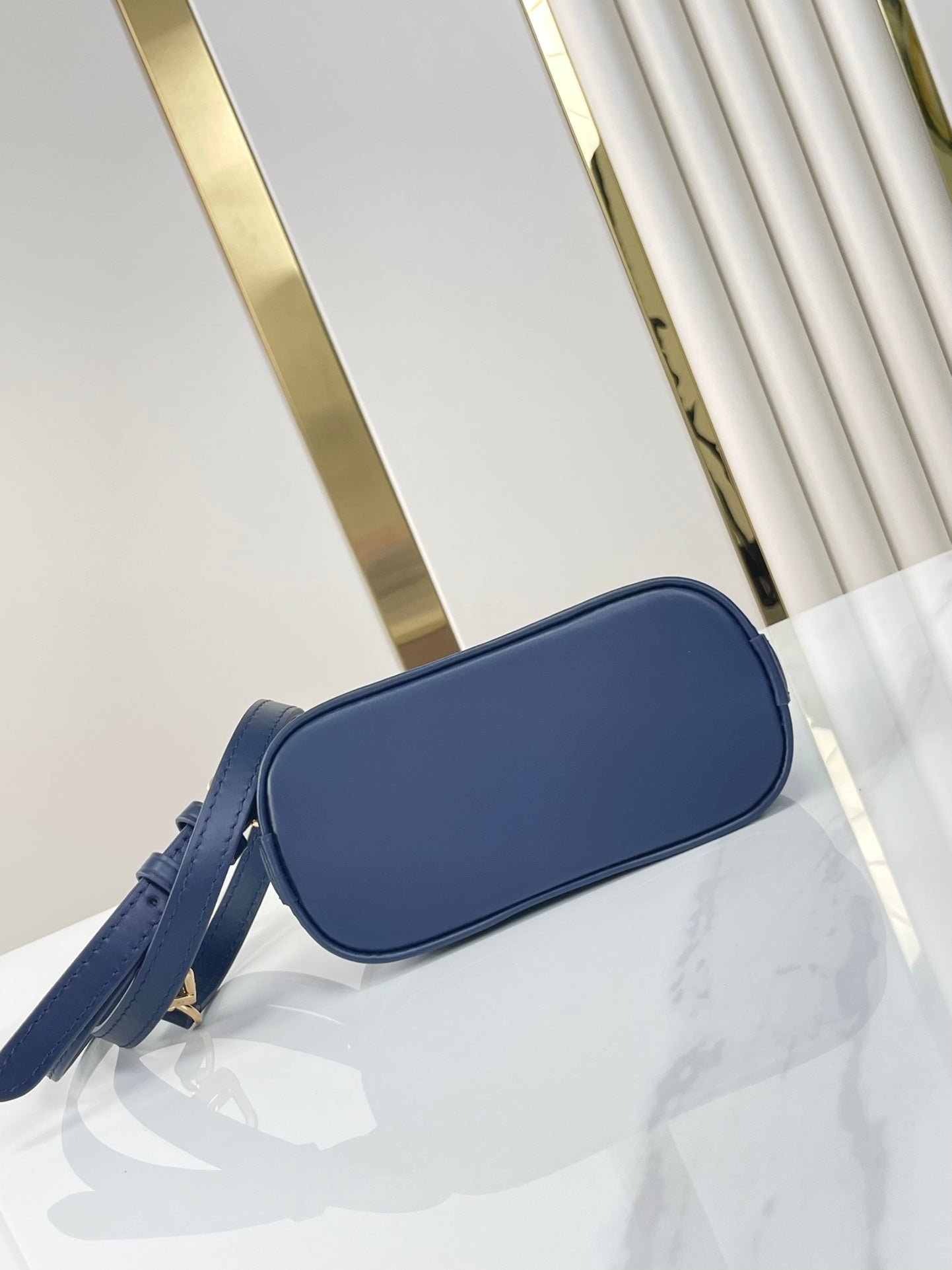 NANO ALMA 18 IN NAVY BLUE QUILTED LAMBSKIN GOLD HARDWARE - Image 5