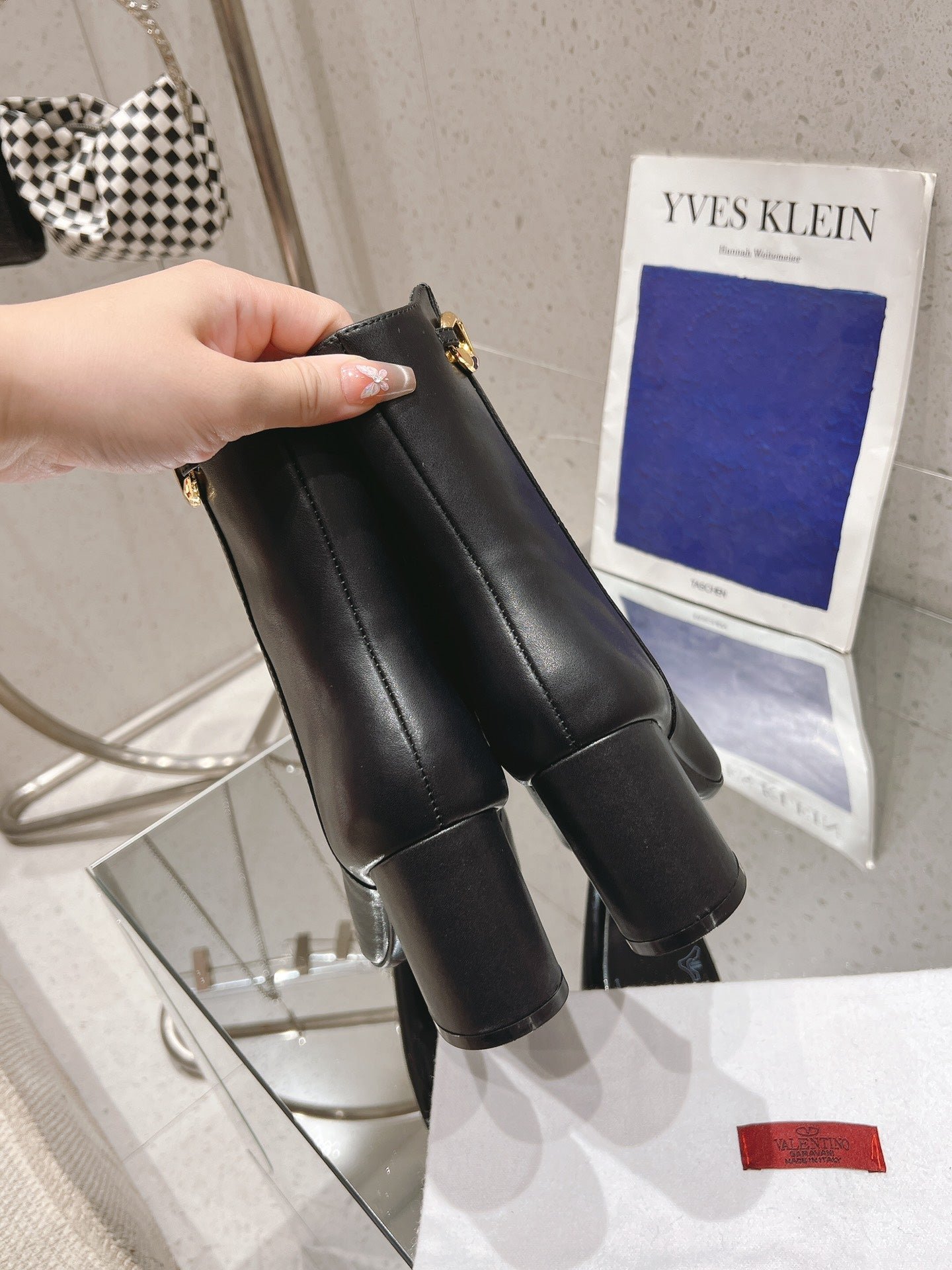 VLOGO THE BOLD EDITION ANKLE BOOT IN BLACK CALFSKIN 70MM - Image 8