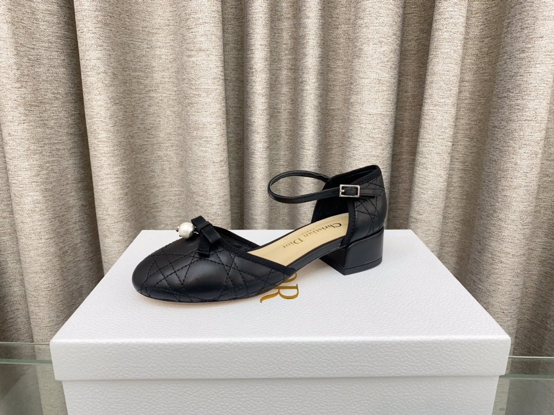 PEARL MARY JANE PUMP IN BLACK LAMBSKIN 30 MM - Image 6