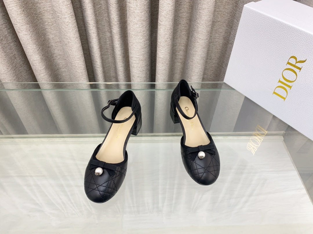 PEARL MARY JANE PUMP IN BLACK LAMBSKIN 30 MM - Image 3