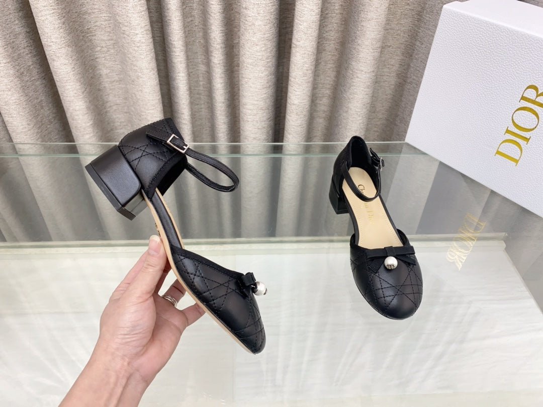 PEARL MARY JANE PUMP IN BLACK LAMBSKIN 30 MM - Image 7