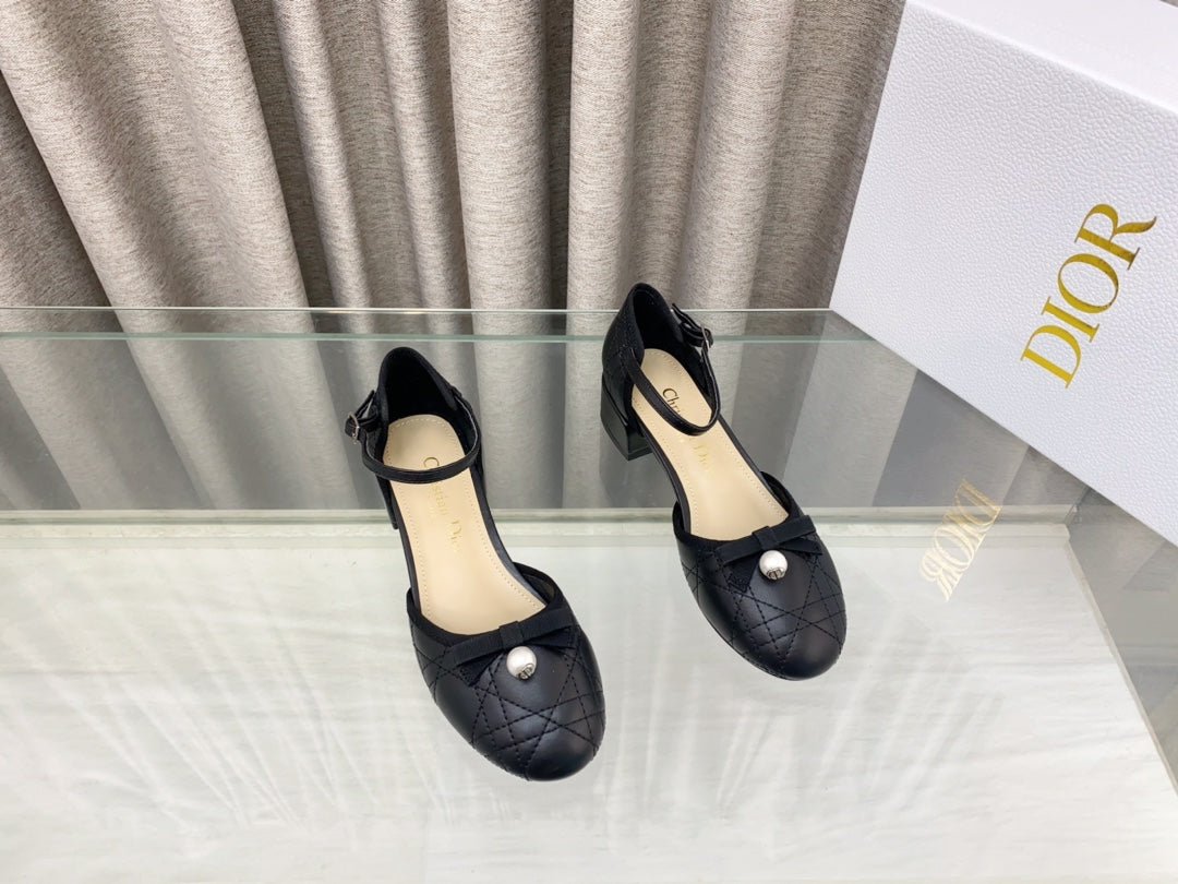 PEARL MARY JANE PUMP IN BLACK LAMBSKIN 30 MM - Image 4