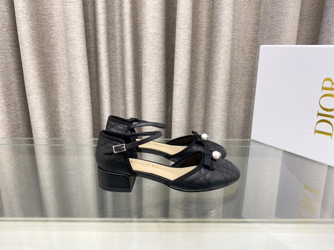 PEARL MARY JANE PUMP IN BLACK LAMBSKIN 30 MM - Image 2