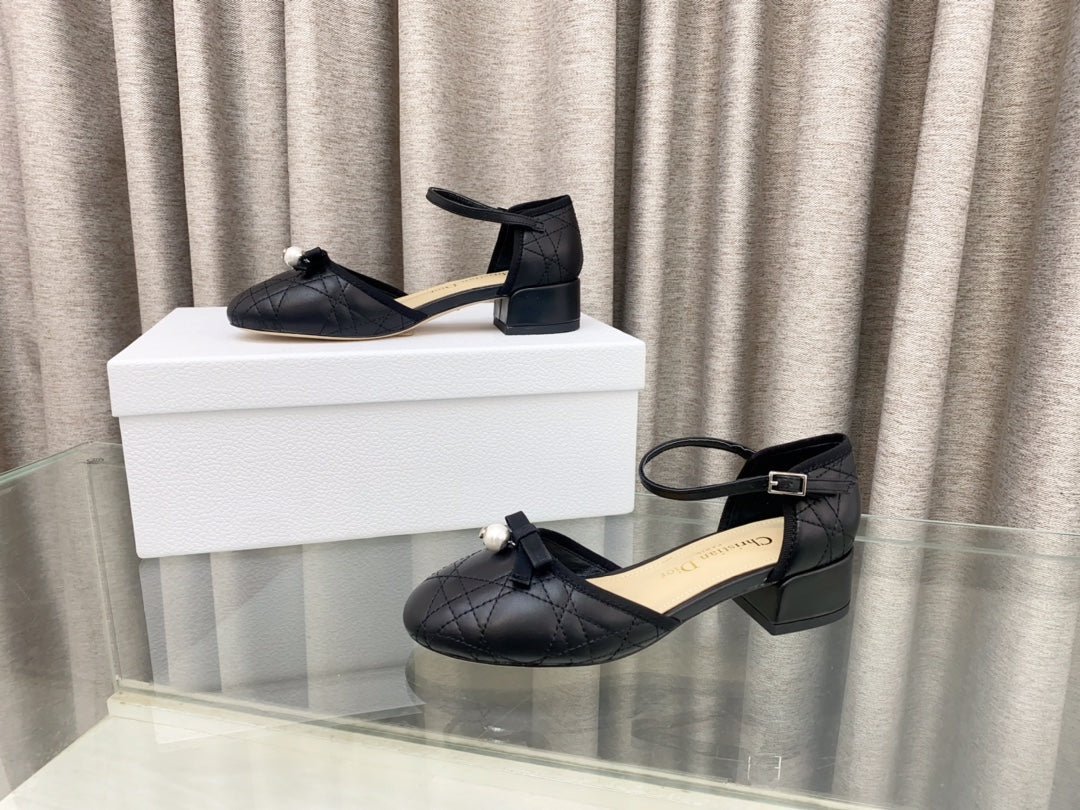 PEARL MARY JANE PUMP IN BLACK LAMBSKIN 30 MM - Image 5