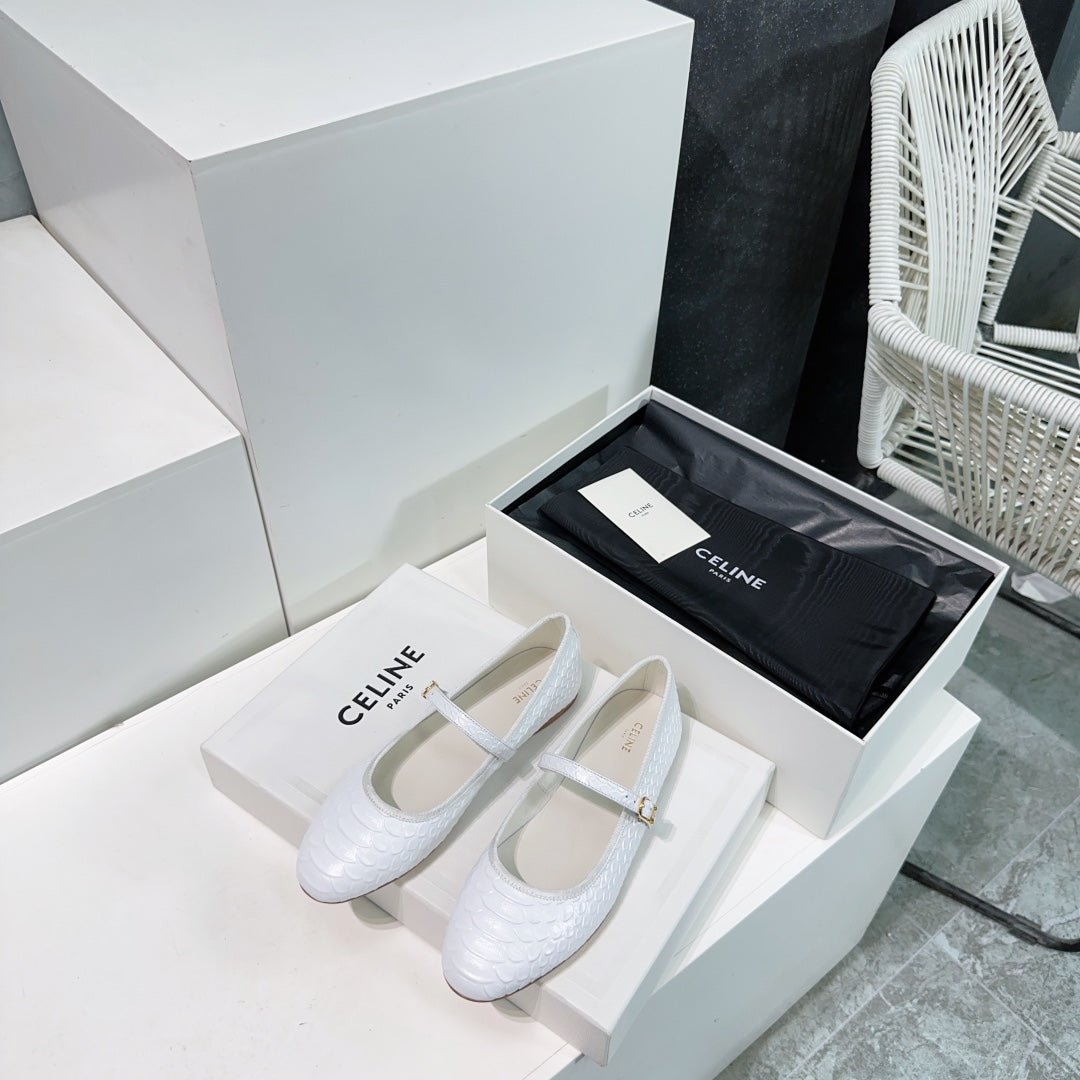 WHITE PYTHON PRINT LEATHER BALLET FLATS - Image 7