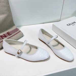 WHITE PYTHON PRINT LEATHER BALLET FLATS