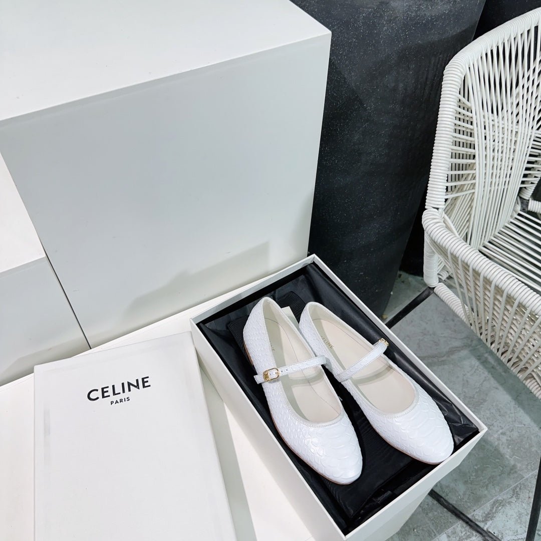 WHITE PYTHON PRINT LEATHER BALLET FLATS - Image 8