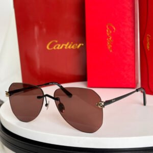 PANTHÈRE RIMLESS AVIATOR FRAME SUNGLASSES CT0502S IN METAL