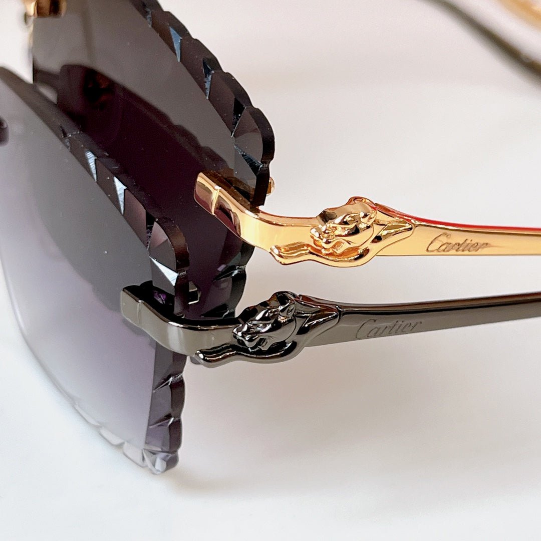 PANTHÈRE RIMLESS RECTANGULAR FRAME SUNGLASSES CT0682S IN METAL - Image 9