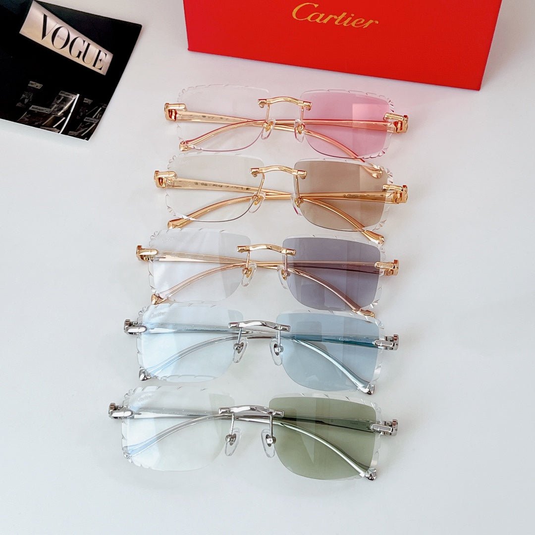 PANTHÈRE PHOTOCHROMIC LENSES RIMLESS SQUARE FRAME SUNGLASSES 580850 IN METAL - Image 7