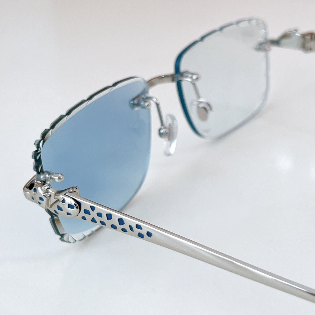 PANTHÈRE PHOTOCHROMIC LENSES RIMLESS SQUARE FRAME SUNGLASSES 580850 IN METAL - Image 9