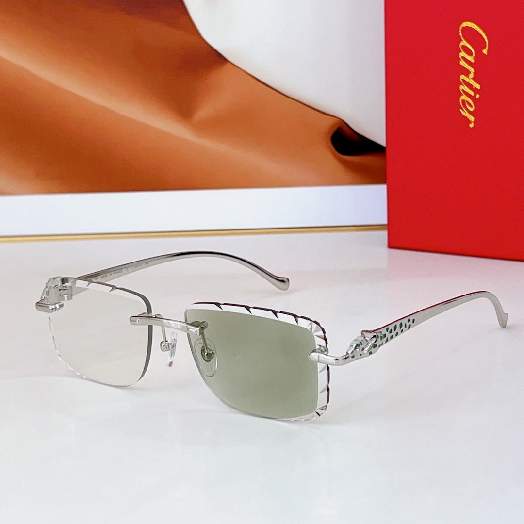 PANTHÈRE PHOTOCHROMIC LENSES RIMLESS SQUARE FRAME SUNGLASSES 580850 IN METAL - Image 3