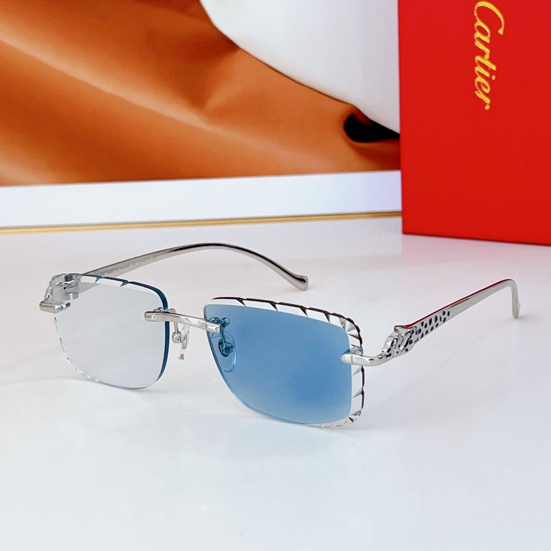 PANTHÈRE PHOTOCHROMIC LENSES RIMLESS SQUARE FRAME SUNGLASSES 580850 IN METAL - Image 4