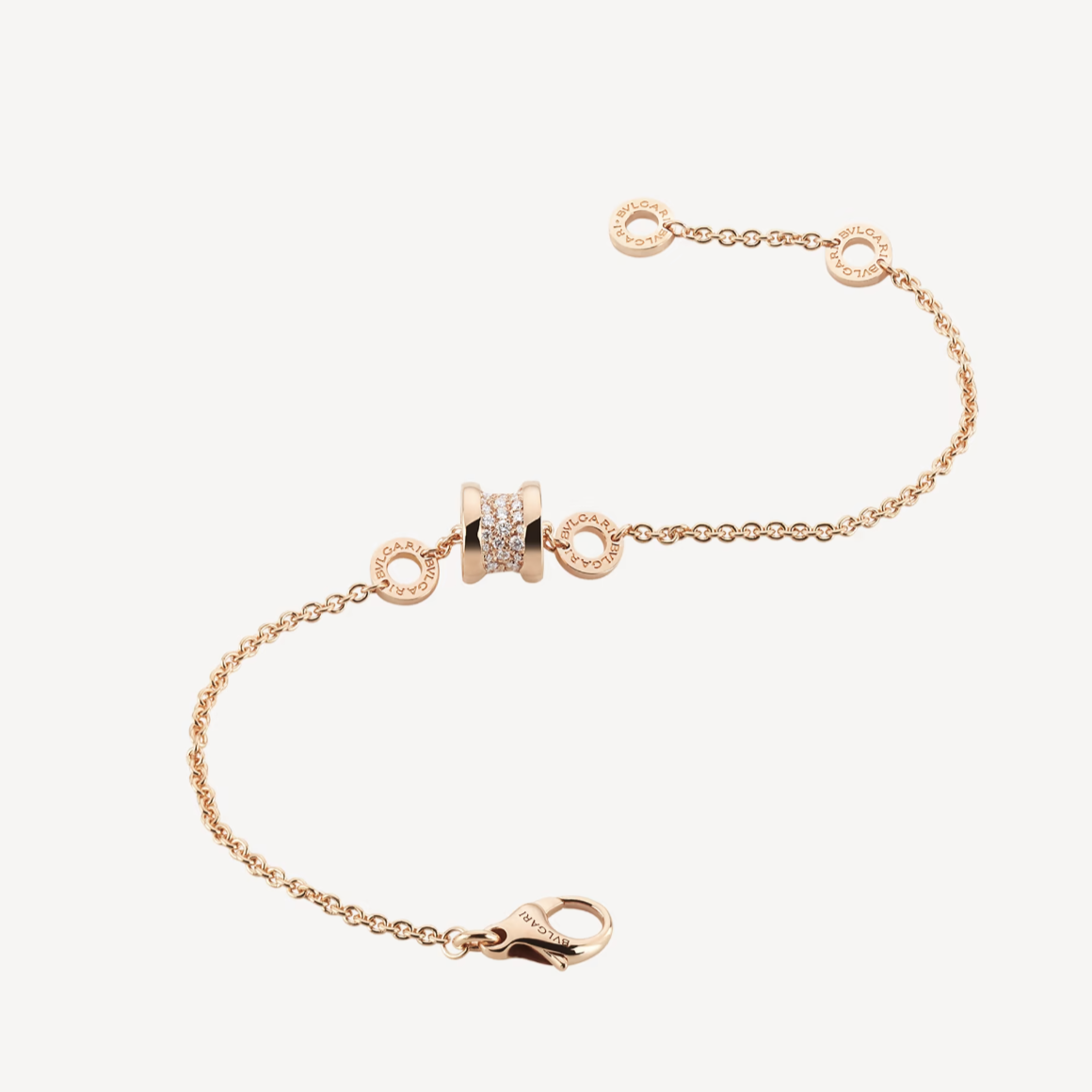 ZERO 1 SOFT PINK GOLD WITH PAVED DIAMONDS ON THE SPIRAL BRACELET - Image 2