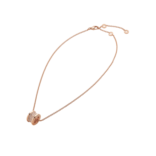 ZERO 1 PINK GOLD PENDANT NECKLACE WITH PAVED DIAMONDS - Image 2