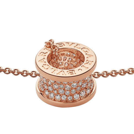 ZERO 1 PINK GOLD PENDANT NECKLACE WITH PAVED DIAMONDS - Image 3
