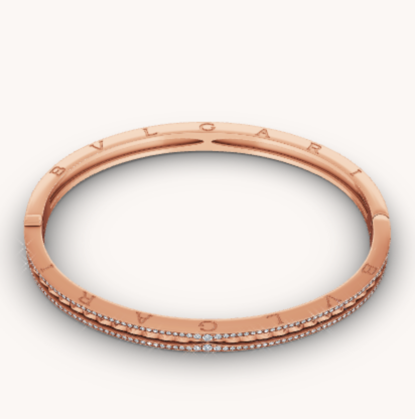 ZERO 1 SPIRAL AND PAVED DIAMOND PINK GOLD BRACELET - Image 4