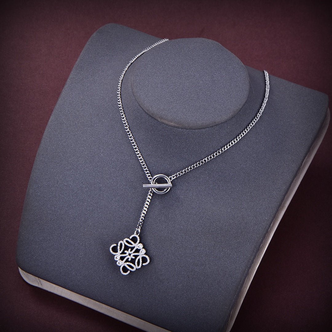 PAVED ANAGRAM SIVLER DIAMOND NECKLACE - Image 3