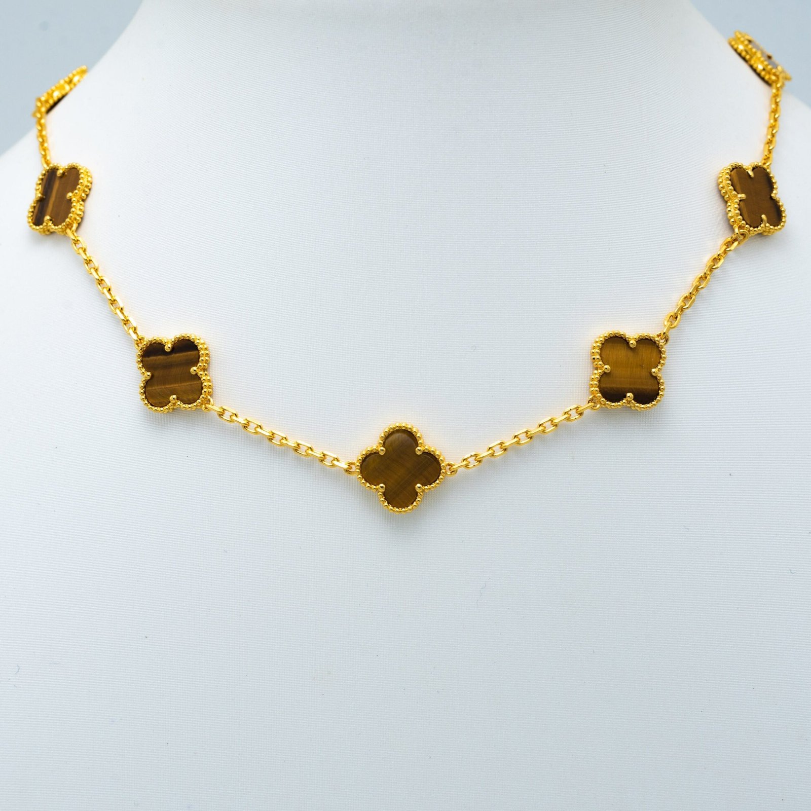 VINTAGE TIGER EYE NECKLACE 10 MOTIFS GOLD - Image 2