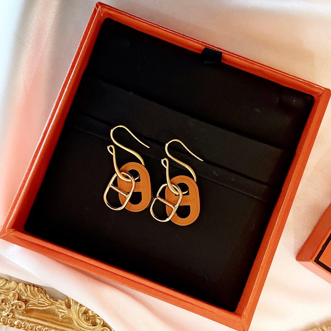 O'MAILLON EARRINGS CALFSKIN WITH ROSE GOLD PLATED HARDWARE - Image 8