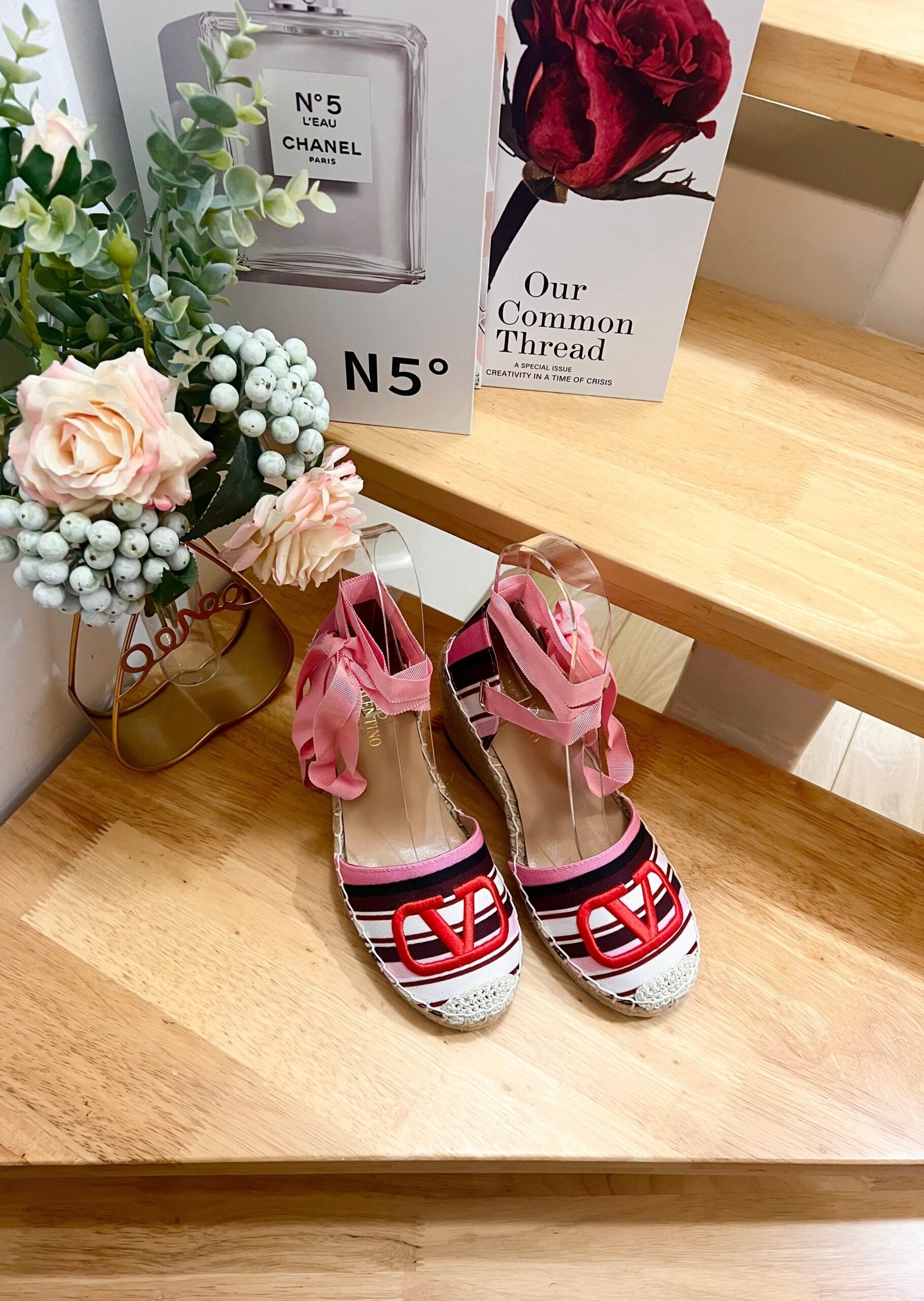 WEDGE PLATFORM SANDALS IN COLORFUL CANVAS 85 MM - Image 2