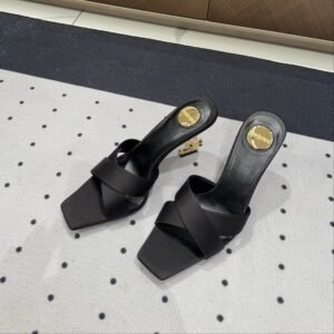 OPYUM HIGH MULES IN BLACK SILK