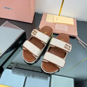 PLATFORM SANDALS IN BROWN EVA SOLE WHITE WITH BROWN POLKA DOTS