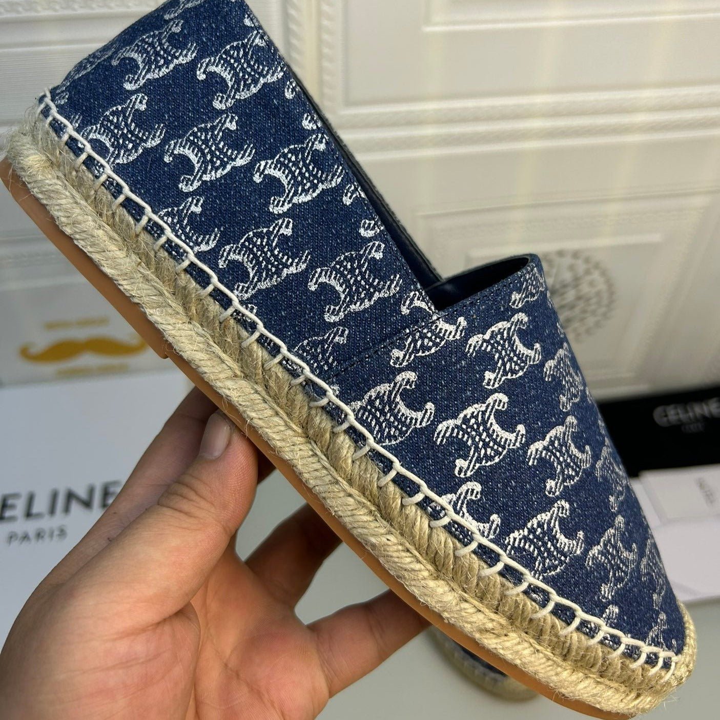 NEW FLAT FISHERMAN SHOES NAVY BLUE COTTON CANVAS - Image 6
