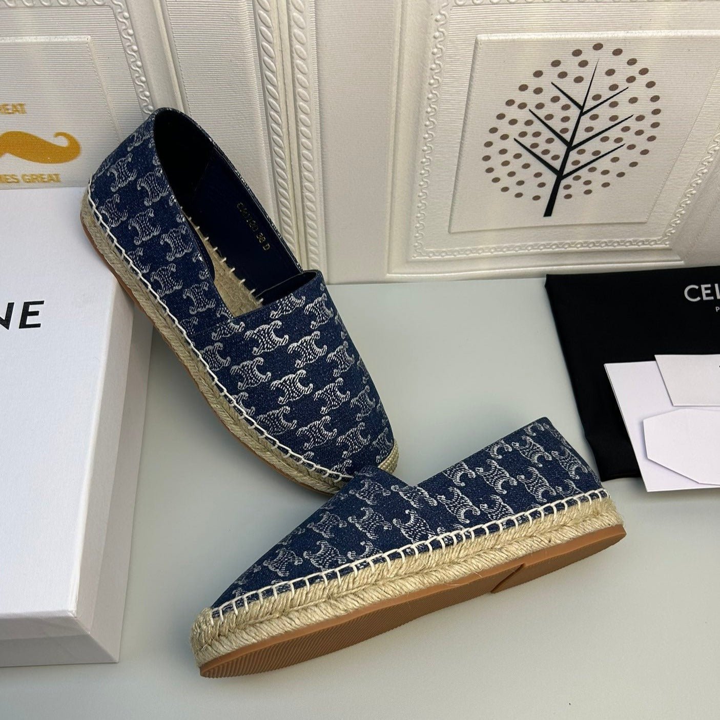 NEW FLAT FISHERMAN SHOES NAVY BLUE COTTON CANVAS - Image 3