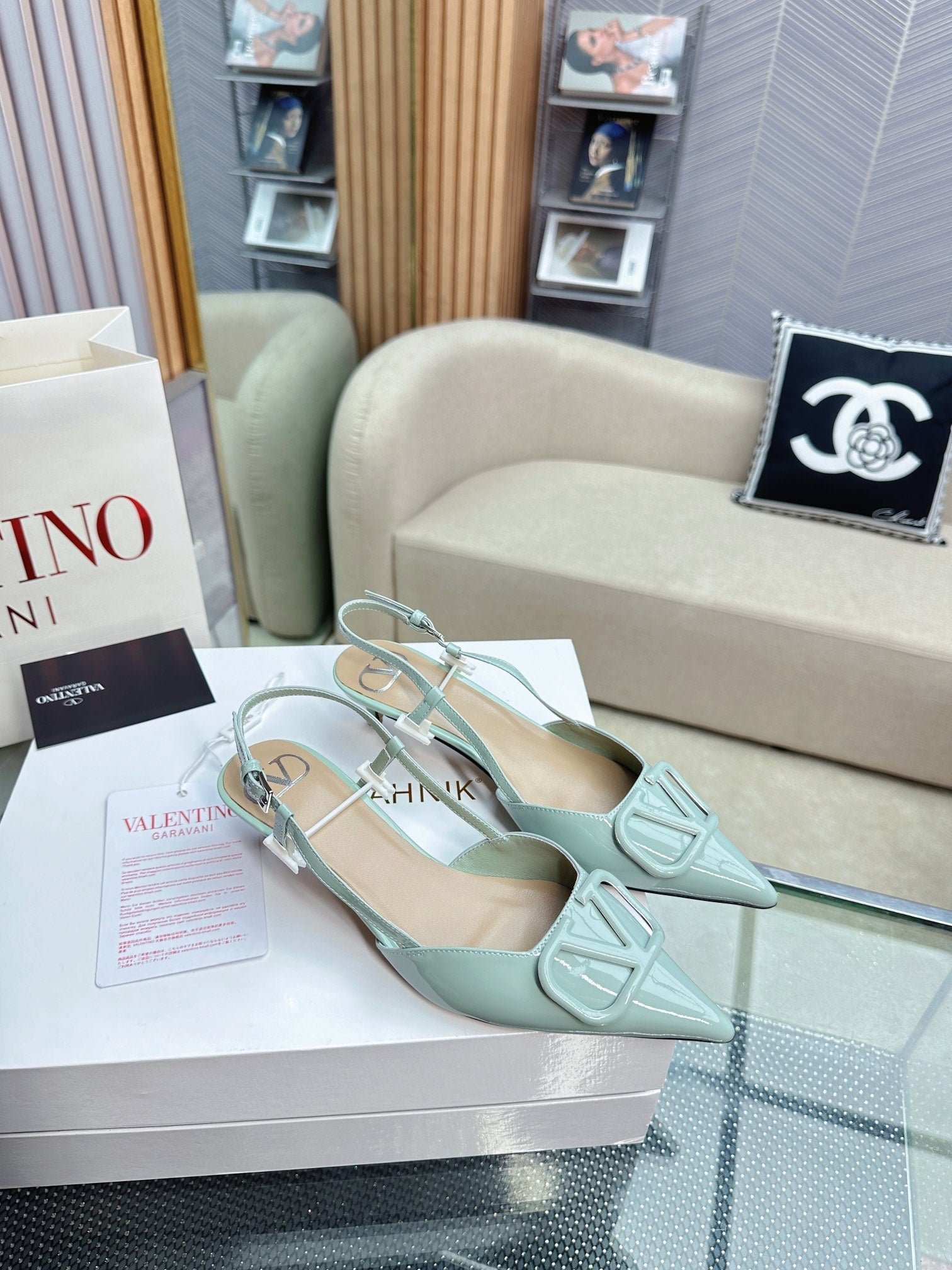 VLOGO SLINGBACK PUMP IN POWDER BLUE CALFSKIN LEATHER - Image 7