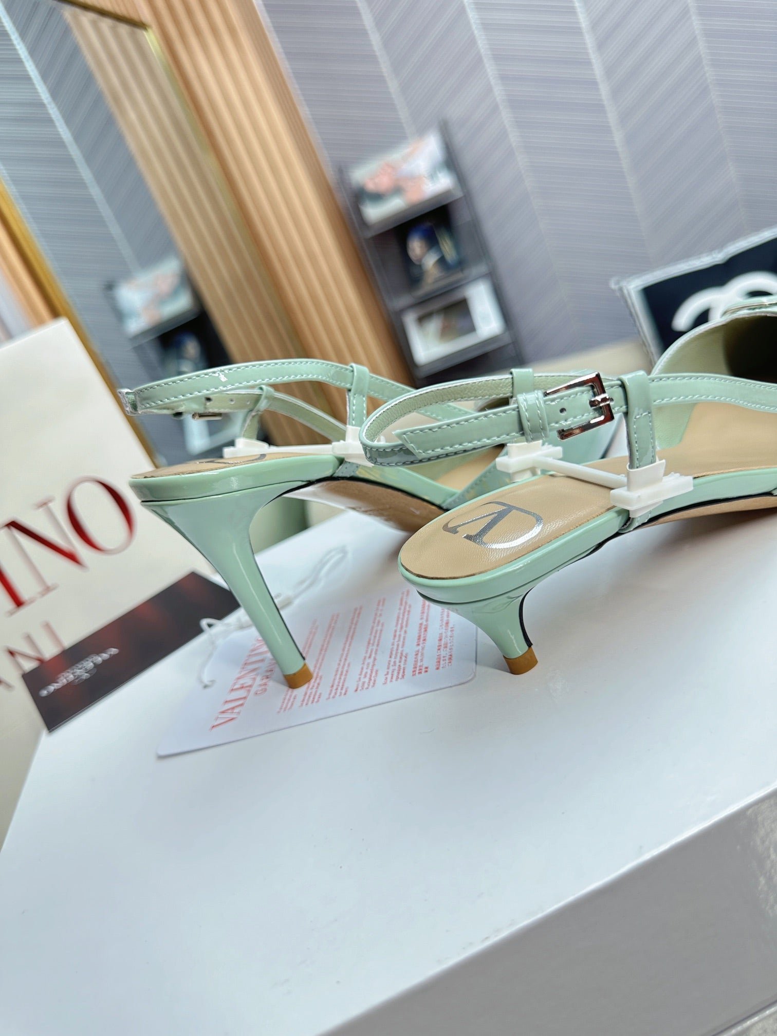 VLOGO SLINGBACK PUMP IN POWDER BLUE CALFSKIN LEATHER - Image 9
