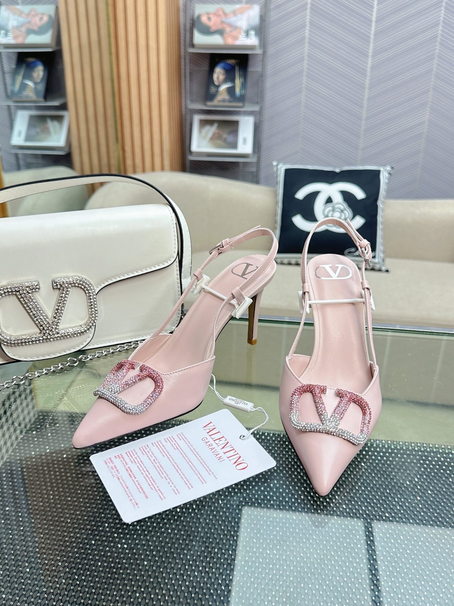 VLOGO SLINGBACK PUMP IN PASTEL PINK CALFSKIN LEATHER - Image 5