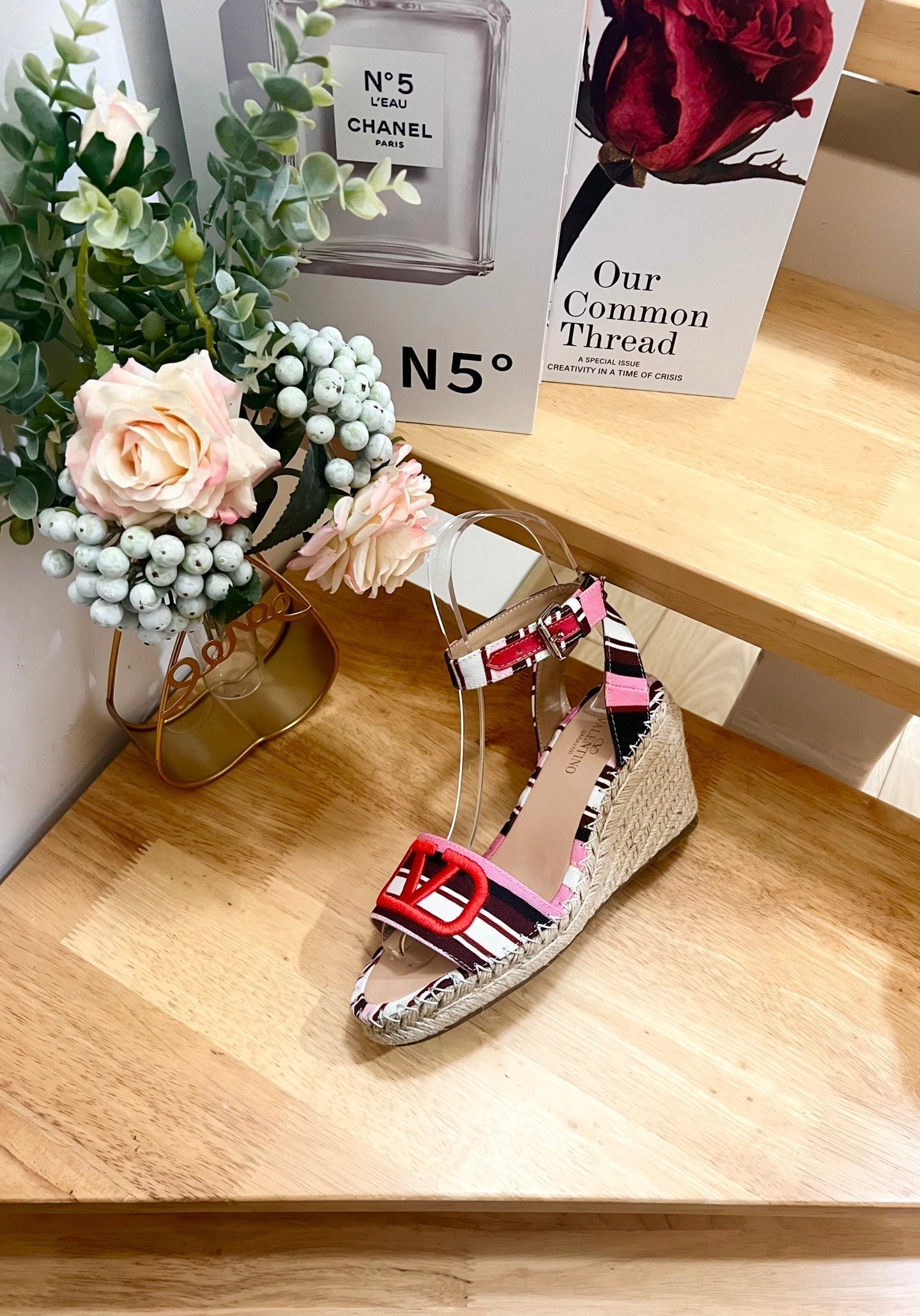 WEDGE SANDALS IN COLORFUL CANVAS 85 MM - Image 3