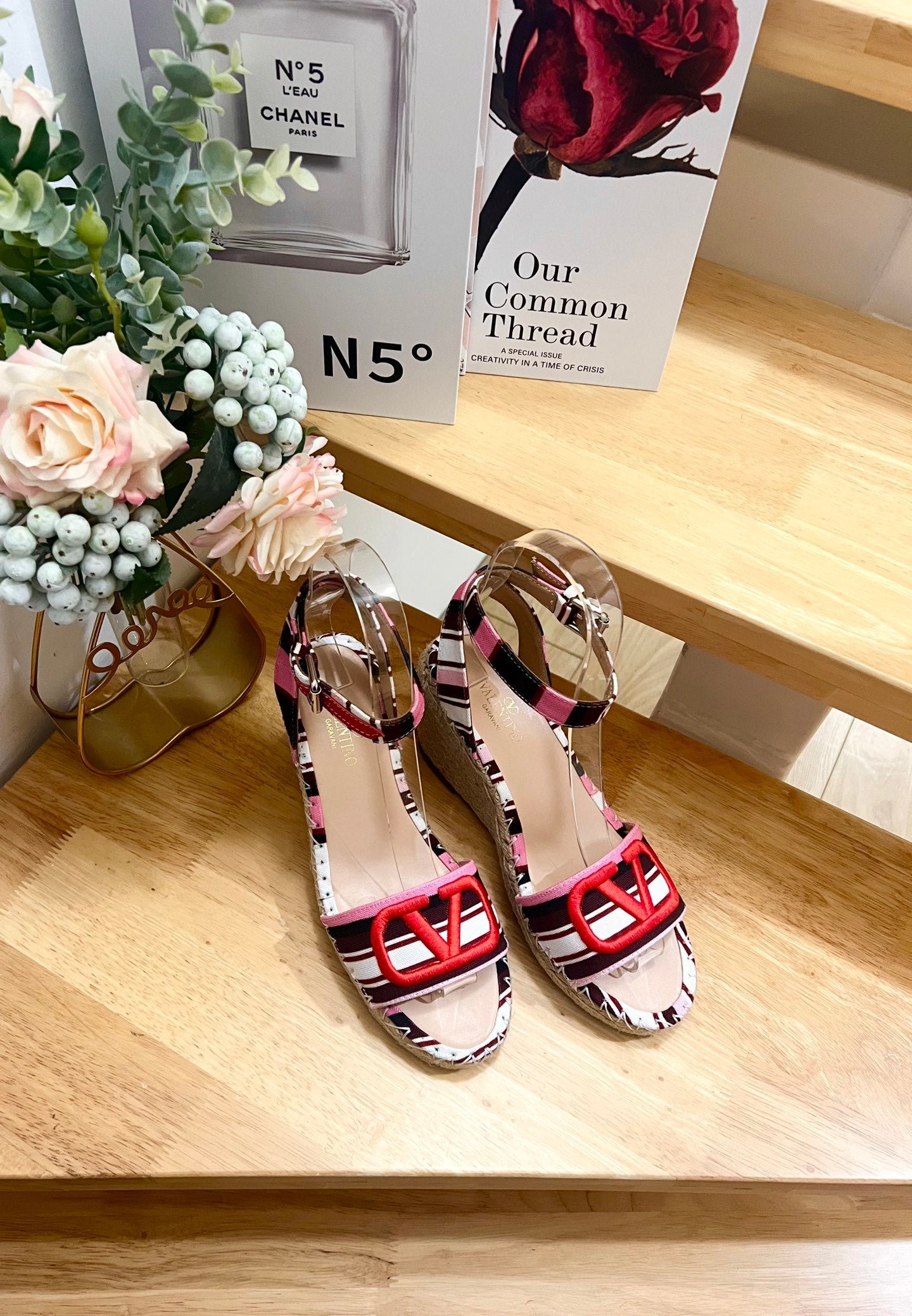 WEDGE SANDALS IN COLORFUL CANVAS 85 MM - Image 2