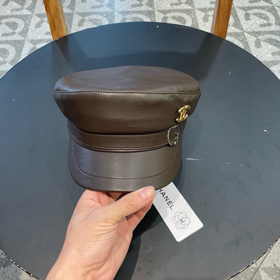 NEWSBOY CAP IN CHOCOLATE BROWN CALFSKIN 421105 - Image 3