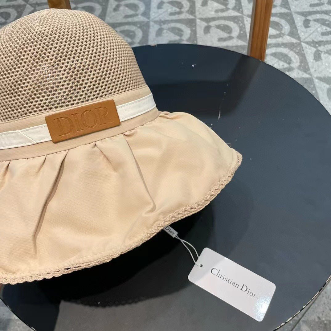 WHEAT BEIGE STRAW BUCKET HAT WITH BOW FABRIC BORDER 439644 - Image 6