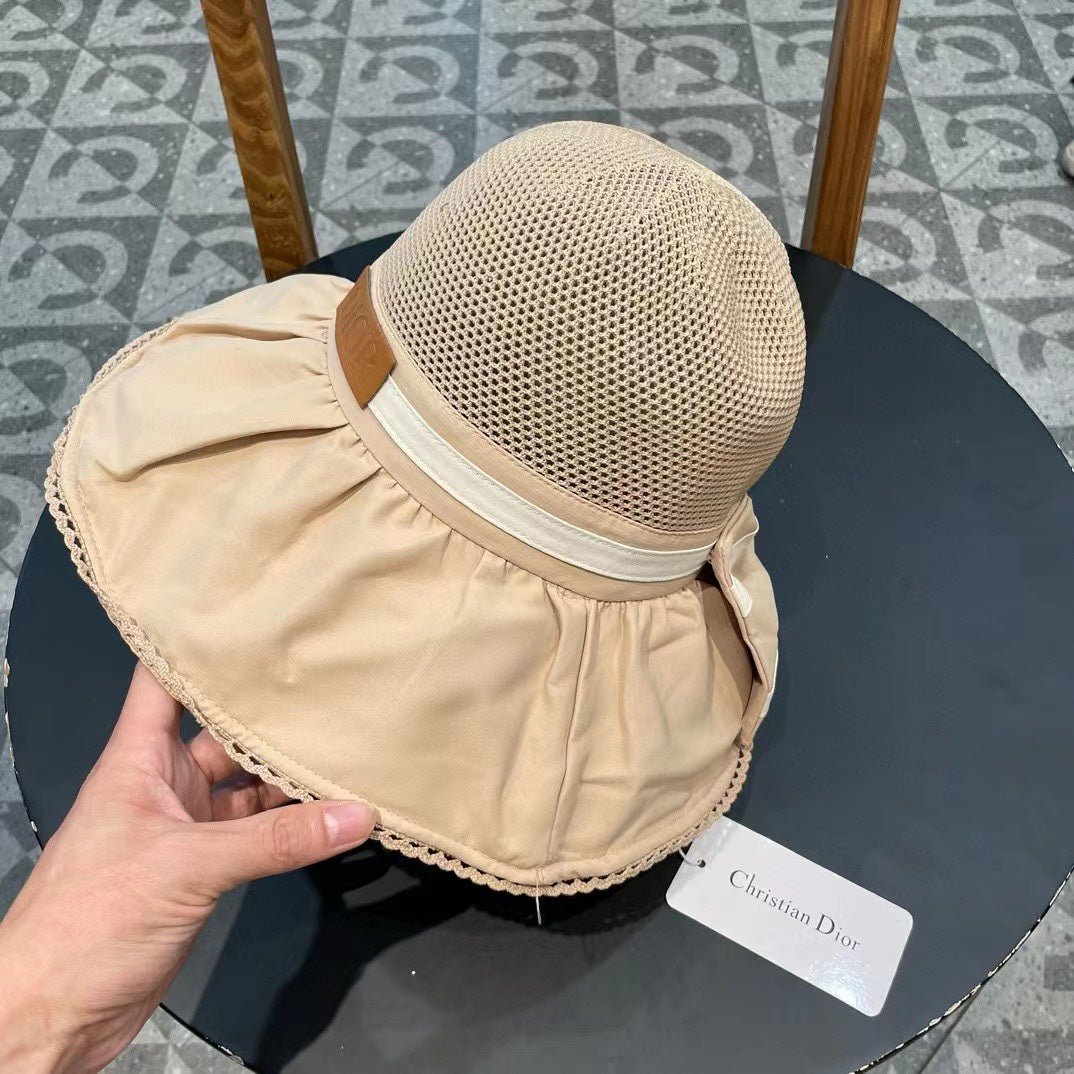 WHEAT BEIGE STRAW BUCKET HAT WITH BOW FABRIC BORDER 439644 - Image 8
