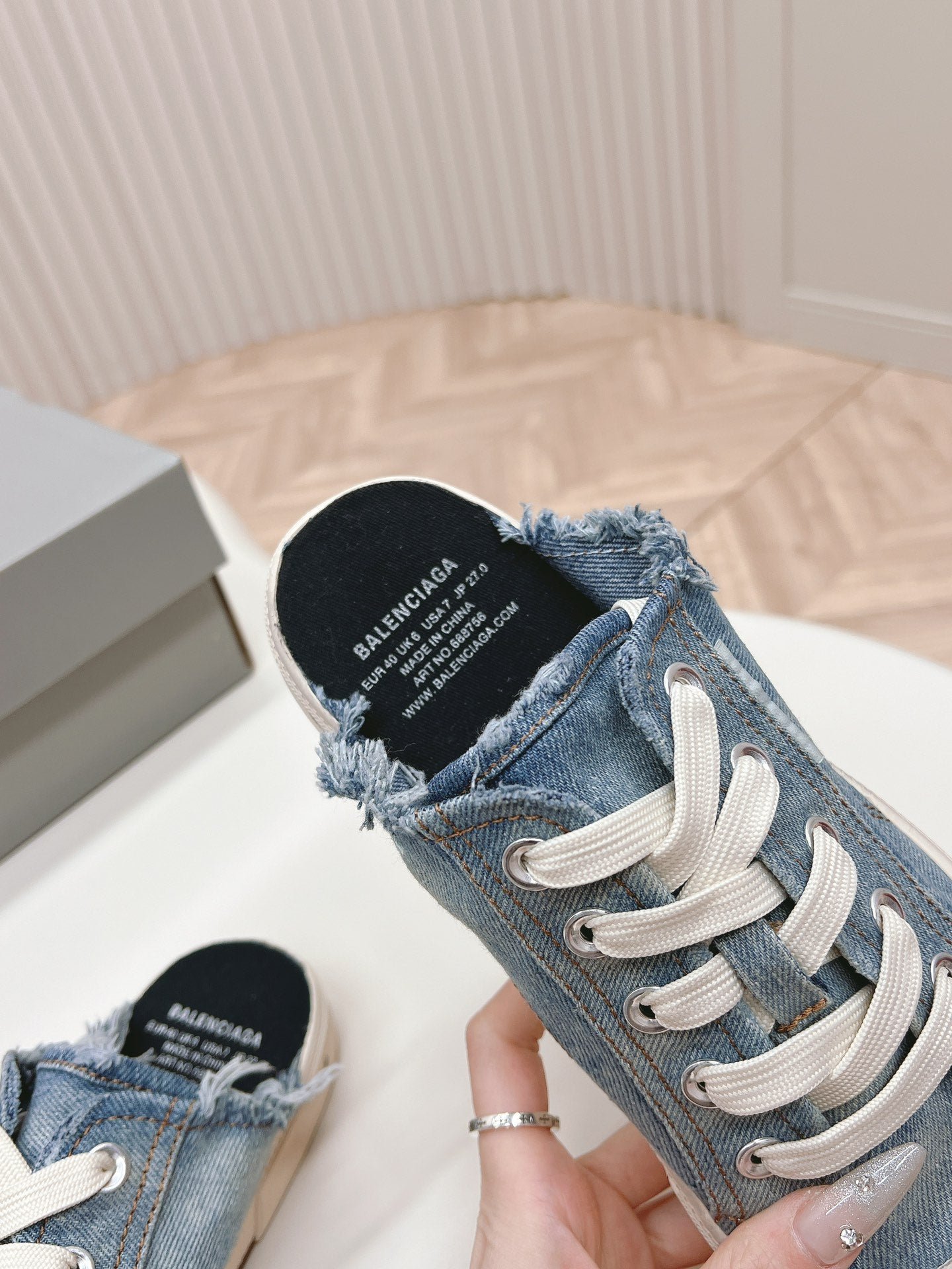 PARIS MULES IN BLUE DESTROYED DENIM AND RUBBER - Image 8
