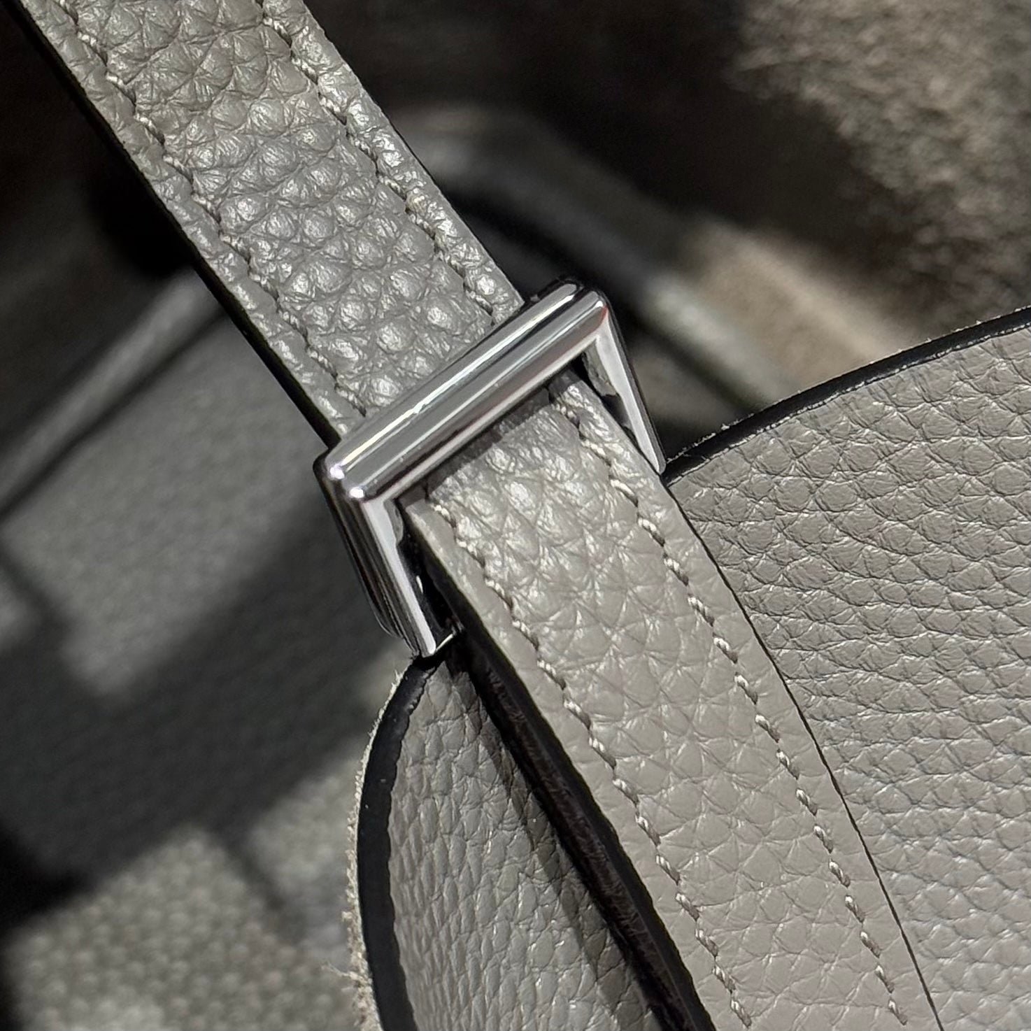 PICOTIN LOCK 22 IN GREY ETAIN CALFSKIN SILVER HARDWARE - Image 8