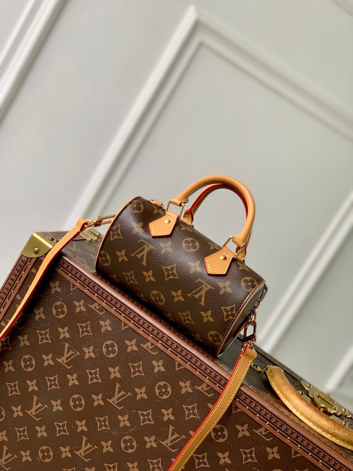 NANO SPEEDY DATING 18 IN BROWN COATED CANVAS GOLD HARDWARE - Image 3