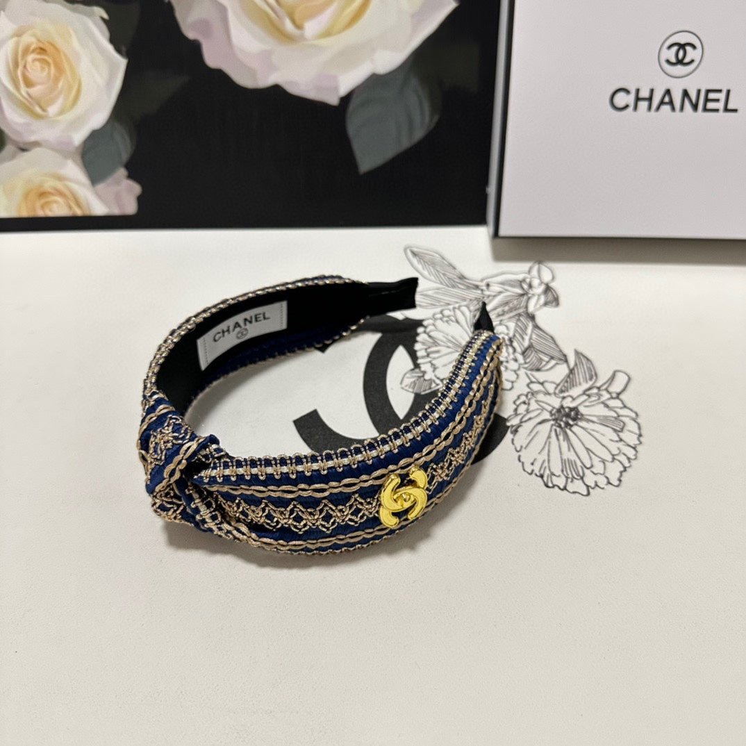 NAVY BLUE MIX LIGHT YELLOW FABRIC HEADBAND 168585 - Image 4