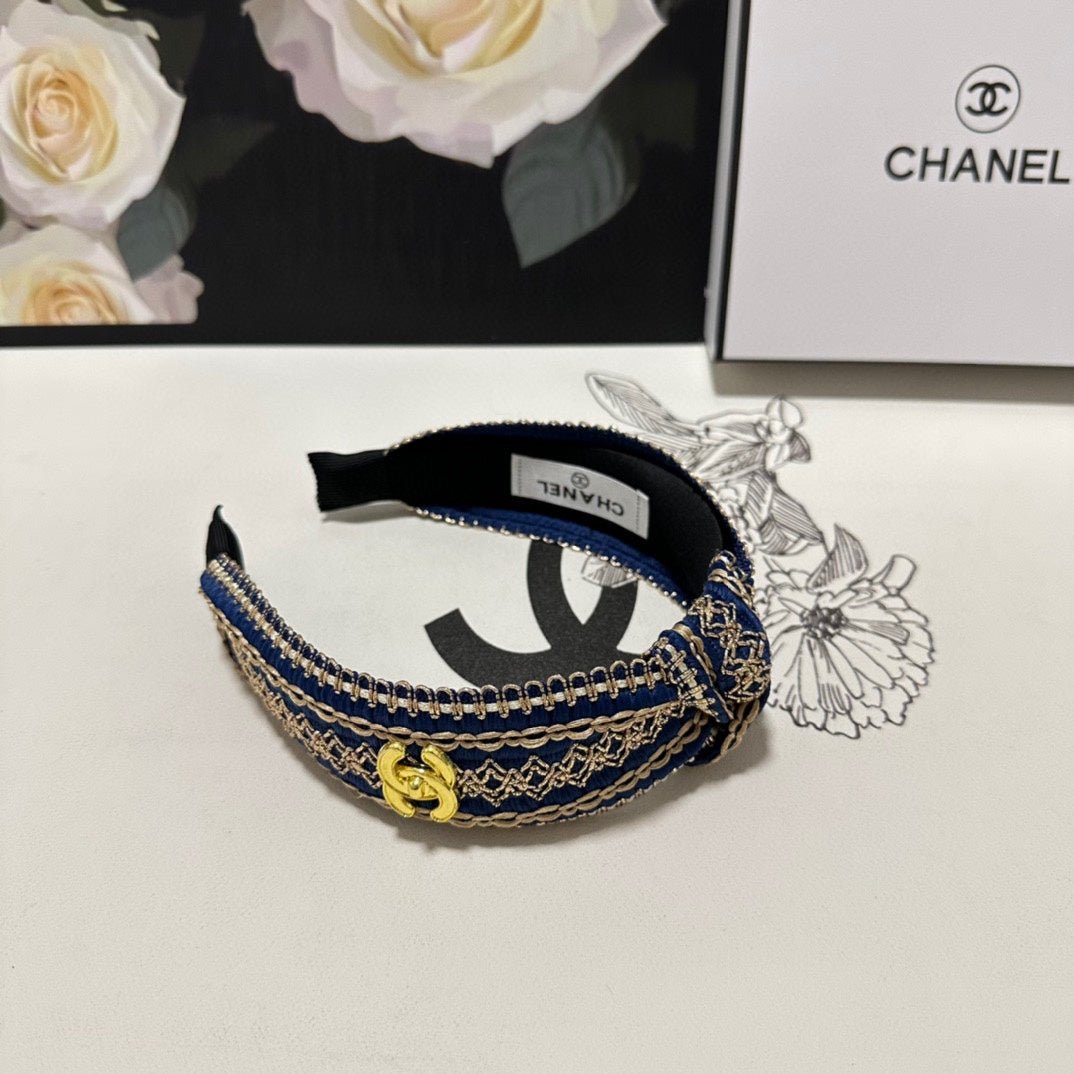 NAVY BLUE MIX LIGHT YELLOW FABRIC HEADBAND 168585 - Image 7